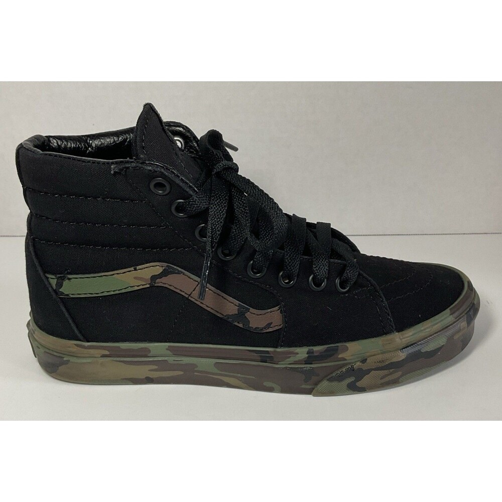 Vans Sk8-Hi Sneakers Black Camo High Top Lace Up Skate Size USM6.0/USW7.5